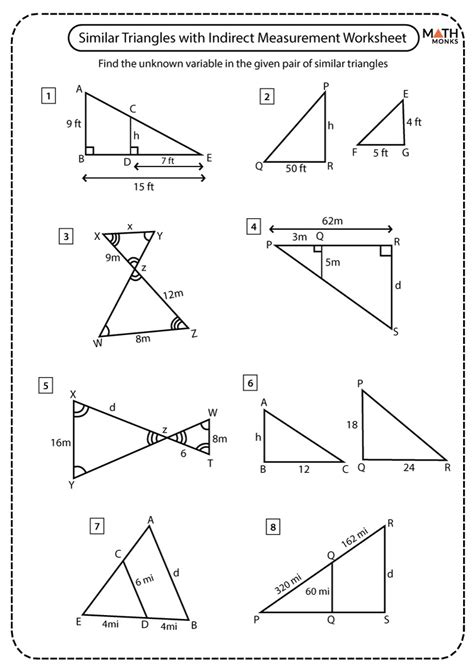 Similar Triangles Worksheets With Answers