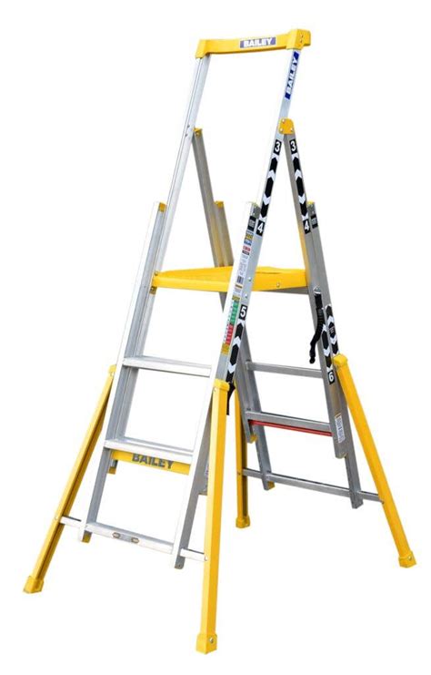 Bailey Adjustable Platform Ladder 3 6 Step Aluminum Industrial 170kg