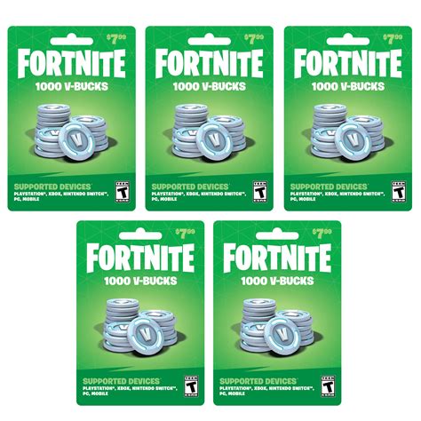 To use this card you must have a valid epic account, download fortnite on a compatible device, and accept the terms and user agreement. Fortnite 5,000 V-Bucks, (5 x $7.99 Cards) $39.95 Physical Cards, Gearbox - Walmart.com - Walmart.com