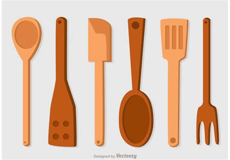 Wooden Spoons Icons Vector Pack 85399 Vector Art At Vecteezy