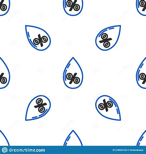 Line Water Drop Percentage Icon Isolated Seamless Pattern On White