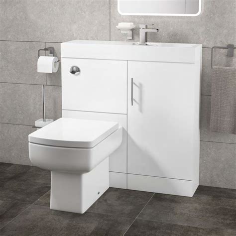 Valencia 800mm Sq Plus Gloss White Combination Basin Wc Unit Toilet