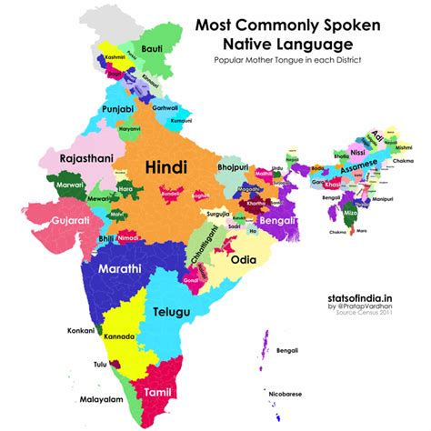 Map Of The Most Common Spoken Native Language In India Upsc Syllabus