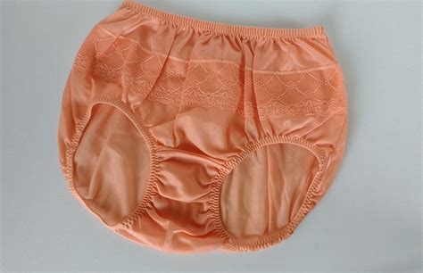 Peach Sheer Bubble Butt Nylon Pinup Panties Full Cut Knickers S Ebay