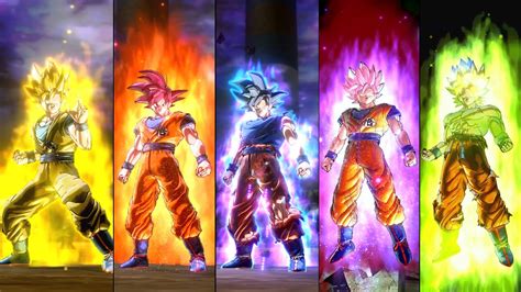 Gokus All New Transformations Wanime Auras Ssj1 2 3 4 G B Bk R Pu Fp