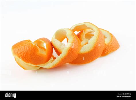 Spiral Orange Skin Peel Isolated On White Background Stock Photo Alamy