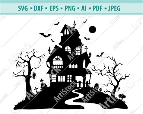 Haunted House Svg Spooky Halloween Svg Ghost Svg Cute Etsy