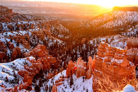 Bryce Canyon National Park Ut During Sunrise And After A Fresh Snow