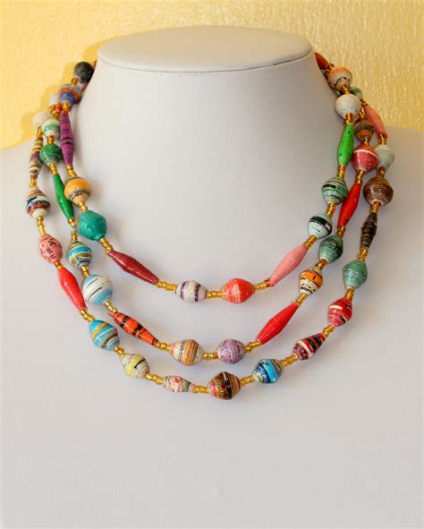 Paper Beads Paper Beads Necklace Paper Bead Jewelry
