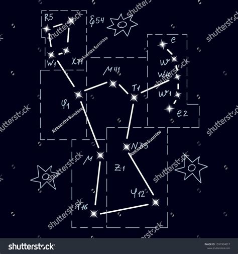 Vector Hand Drawn Illustration Constellation Orion Vector De Stock