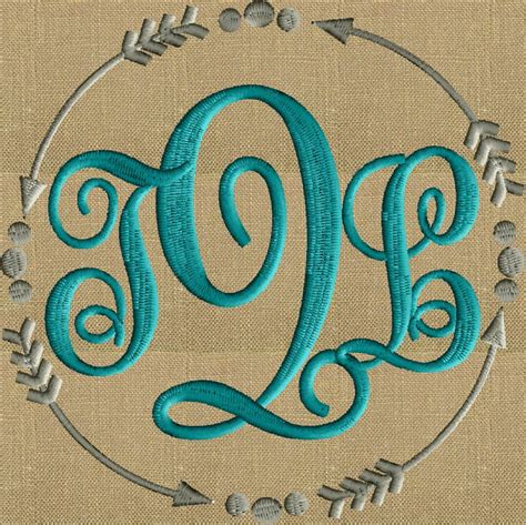 Arrows And Dots Frame Monogram Font Not Included Embroidery Design