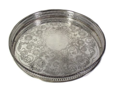 Vintage Silver Plated Tray Viners Of Sheffield Alpha Plate Chased 12