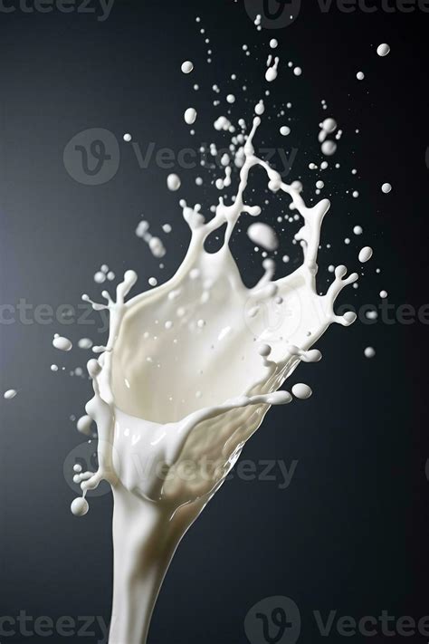 Dynamic High Speed Milk Splash Photography Background With Empty Space