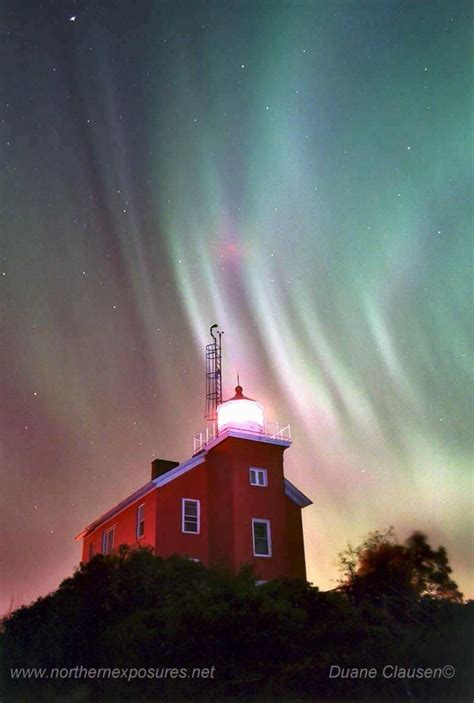 Lighthouse And Arora Borealis Marquette Michigan See The Northern