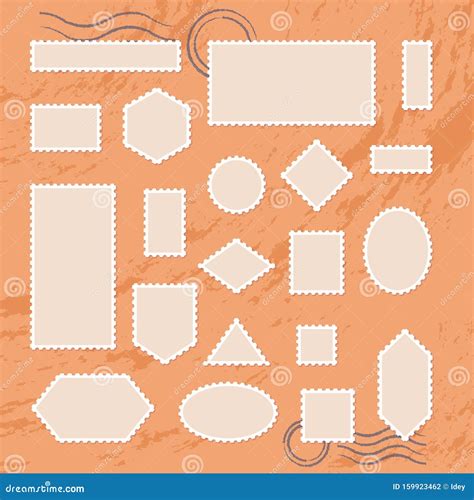 Postage Stamp Frames Templates Various Shapes Envelopes Letters And