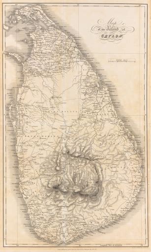 Map Of The Island Of Ceylon Depicting The Sri Lankan Vernacular