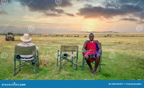 Relaxing At Sunset On A Safari In Kenya Editorial Photography Image