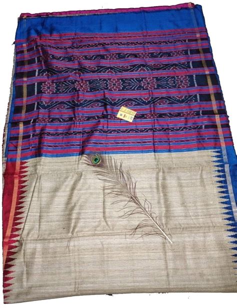 Party Wear Weaving Pure Tussar Ghicha Silk Sarees 63 M With Blouse