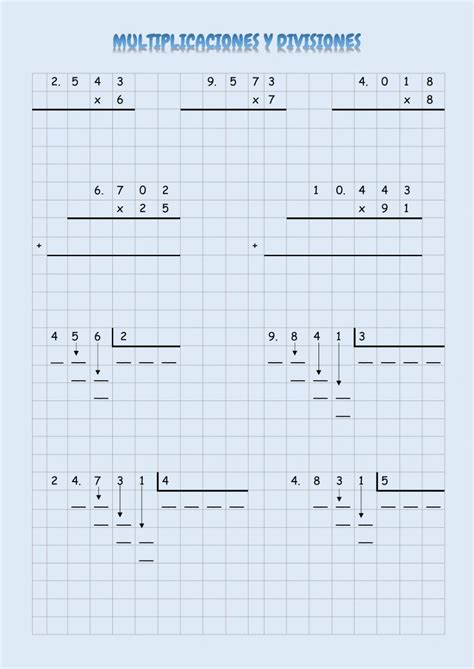 Ejercicio Online De Multiplicaciones Y Divisiones Para Tercero Cuarto