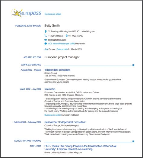 The europass cv template remains the main cv template used in the it industry. How to make an outstanding CV with Europass | OUTDOC
