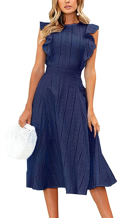 Buy Ecowish Womens Dresses Elegant Ruffles Cap Sleeves Summer A Line
