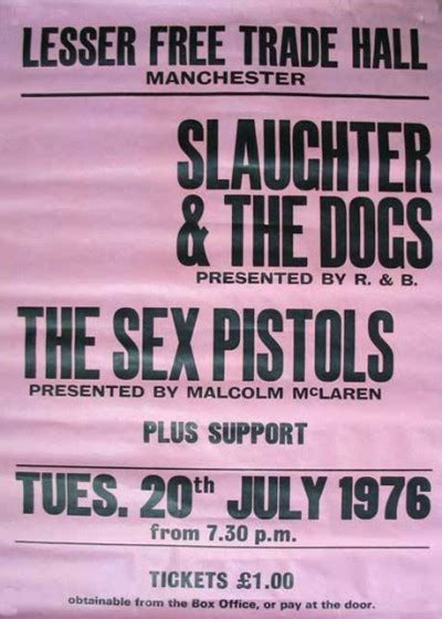 Slaughter And The Dogs Poster Lesser Free Trade Hall 20th July 1976