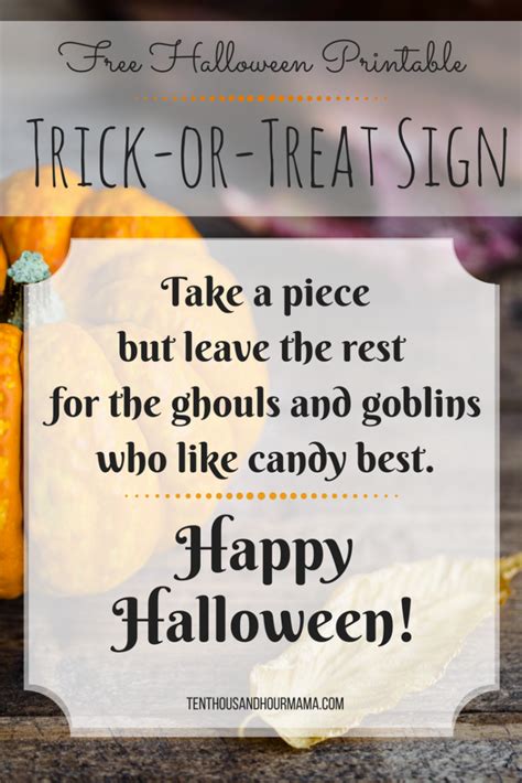 Trick Or Treat Sign Free Halloween Printable And Download