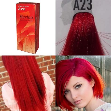 Berina Professionals Hair Cream Permanent Dye Color A23 Bright Red Free