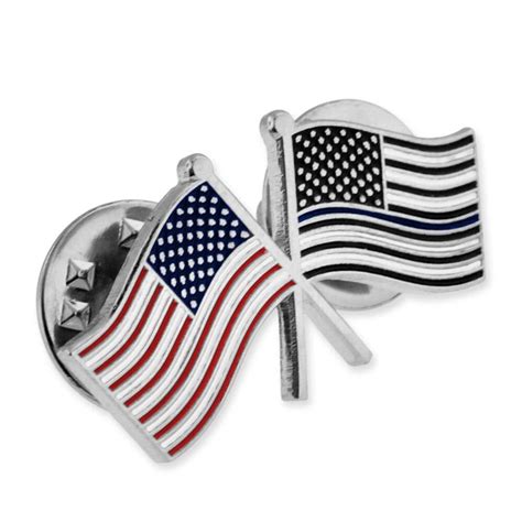 Thin Blue Line Usa Crossed Flag Pin Pinmart