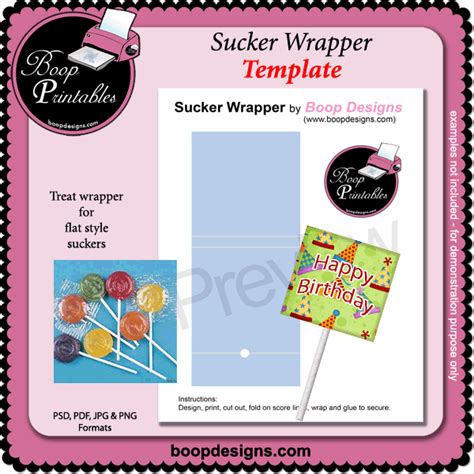 Sucker Wrapper Template By Boop Printable Designs Sucker Wrappers