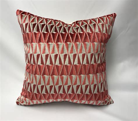 Shades Of Red And Grey Geometric Velvet Pillow Cover Modern Etsy