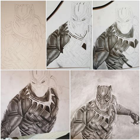 Marvel Black Panther Drawing In Stages Big Tattoo Planet
