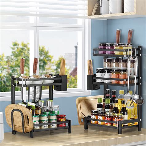 Spice Rack Wall Mounted Countertop Or Hanging Seasoning Organizer Shelf