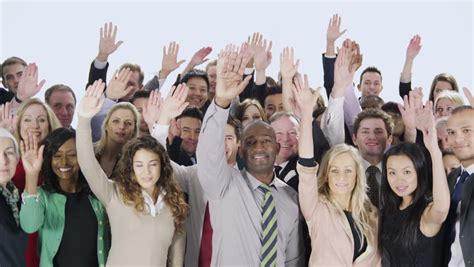 Portrait Of A Large Group Of Happy And Diverse Business People Who Are