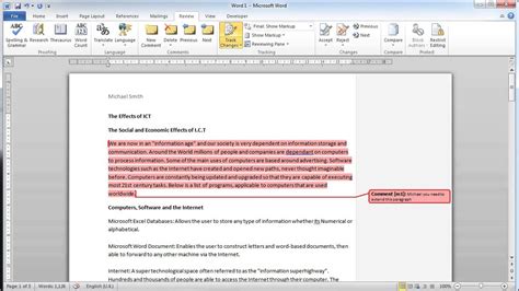 Display markup (on the review tab in the ribbon, in the tracking group, ensure all markup is selected beside display for review and under show markup,. Microsoft Word 2010 - Review (Comment & Track) - YouTube