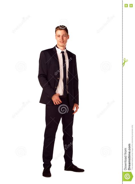 Full Body Portrait Of Happy Smiling Business Man Isolated On White