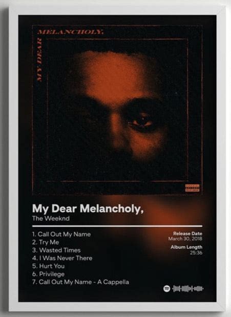 My Dear Melancholy Album Cover The Weeknd Poster Aesthetic Wall Decor