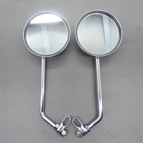 Motorcycle Rearview Mirror Universal Chrome Silver Round Parts