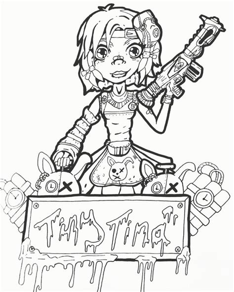 Tiny Tina From Borderlands Coloring Page Free Printable Coloring