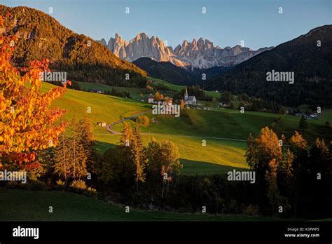Sunset At Santa Maddalena Val Di Funes Province Of Bolzano Trentino