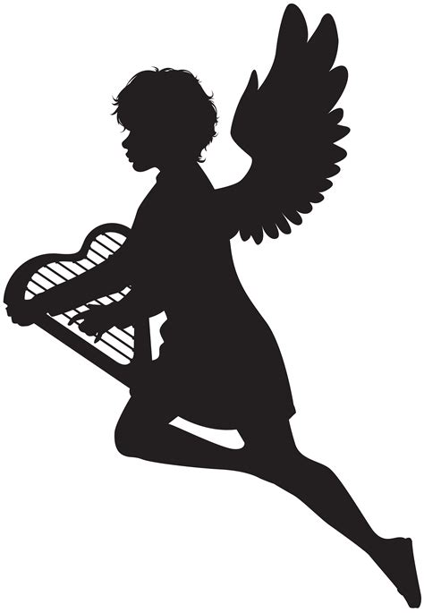 Silhouette Clip Art Angel With Harp Silhouette Png Clip Art Image Png