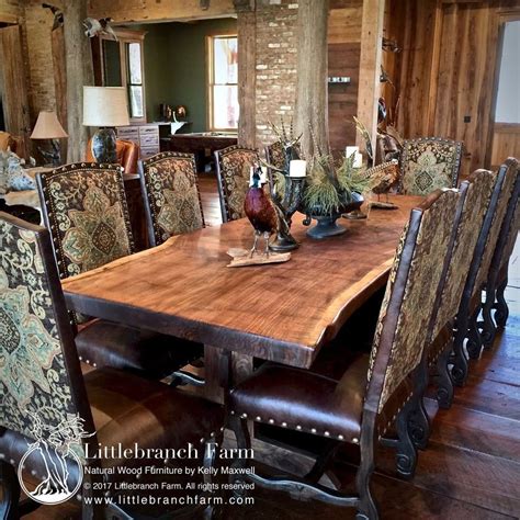 Rustic Dining Table Live Edge Wood Slabs Littlebranch Farm