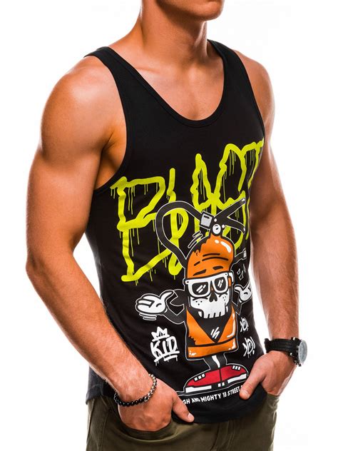 Mens Printed Tank Top S1173 Black Modone Wholesale Clothing For Men