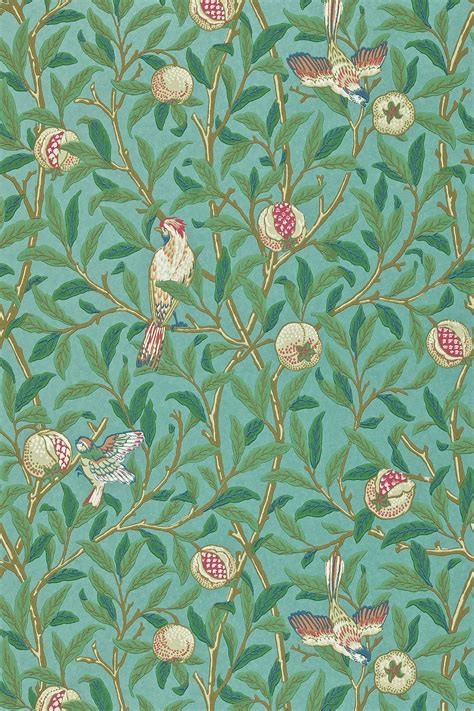 Buy Morris And Co Green Bird Pomegranate Wallpaper Wallpaper From The