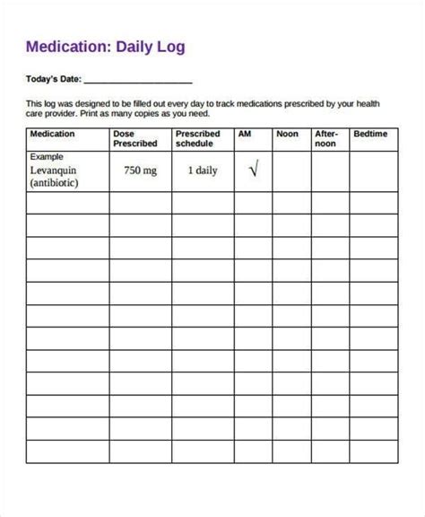 Pin On Medication Log Sheet In 2021 Medication Chart