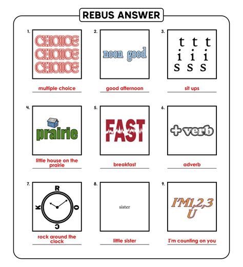 Easy Rebus Puzzle With Answers Printable Form Templates And Letter