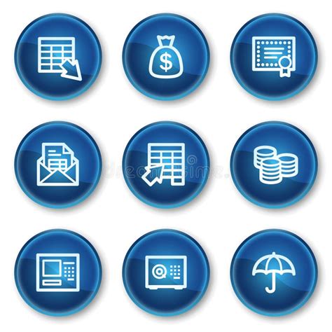 Banking Web Icons Blue Circle Buttons Stock Vector Illustration Of