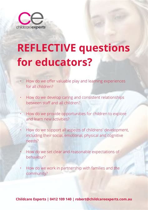 Reflective Questions For Educators Reflective Teaching Early