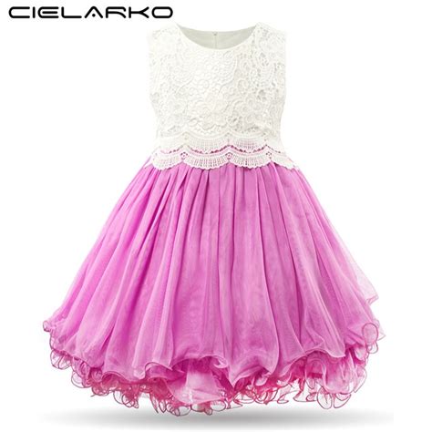 Cielarko Girls Dress Fancy Lace Children Ball Gown Tulle Flower Kids