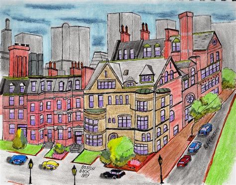 Boston Back Bay Drawing By Paul Meinerth Fine Art America